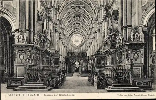Ak Ebrach im Steigerwald Oberfranken, Kloster Ebrach, Inneres der Klosterkirche