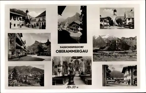 Ak Oberammergau in Oberbayern, Passionsspieldorf, Panorama, Ortsansicht