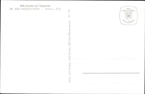 Ak Bad Mergentheim in Tauberfranken, BfA-Sanatorium Taubertal
