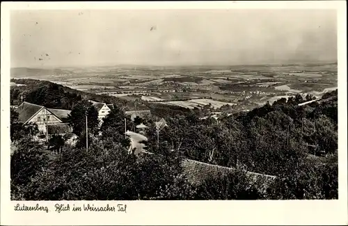 Ak Lutzenberg Althütte in Württemberg, Blick ins Weissacher Tal, Gasthaus u. Pension Schöne Aussicht