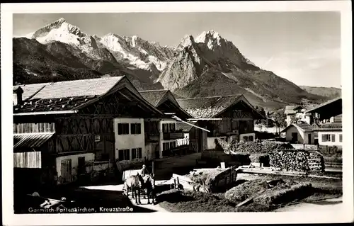 Ak Garmisch Partenkirchen in Oberbayern, Kreuzstraße