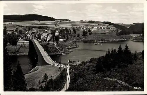 Ak Saalburg in Thüringen, Blick auf die Stadt und den Stausee