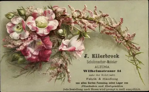 Ak Hamburg Altona, J. Ellerbrock, Schuhmacher-Meister, Blumenranke