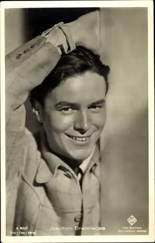 Ak Schauspieler Joachim Brennecke, Portrait, UFA Film, Film Foto Verlag A 3833/1