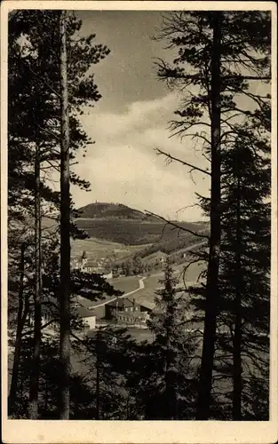 Ak Geising Altenberg im Erzgebirge, Blick auf Jugendherberge u. Geisingberg