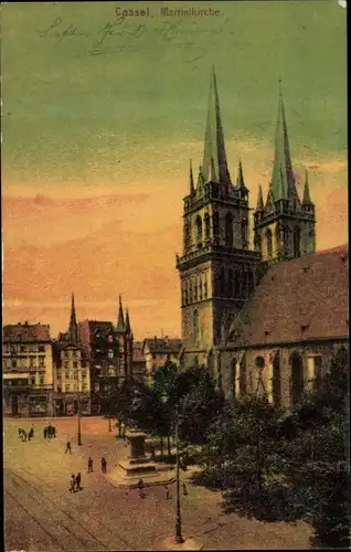 Ak Kassel in Hessen, Martinikirche, Dämmerung