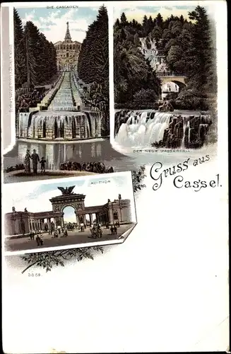 Litho Kassel in Hessen, Die Cascaden, Der neue Wasserfall, Au-Thor