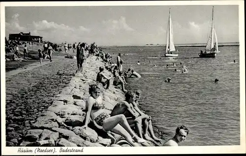 Ak Husum in Nordfriesland, Badestrand