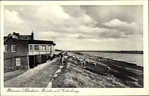 Ak Husum in Nordfriesland, Deich mit Erholung