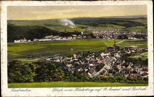 Ak Saarbrücken im Saarland, Blick vom Winterberg auf St. Arnual und Brebach