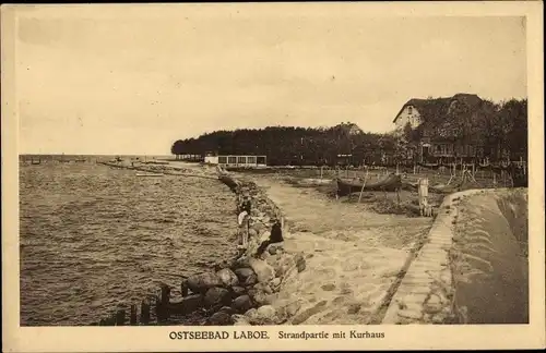 Ak Ostseebad Laboe, Strandpartie mit Kurhaus