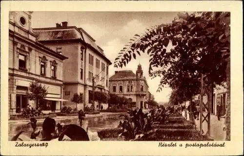 Ak Zalaegerszeg Egersee Ungarn, Reszlet a postapalotaval