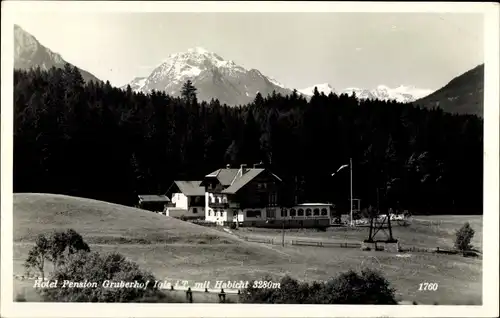 Ak Igls Tirol, Hotel Pension Gruberhof am Waldrand, Bergspitze des Habicht