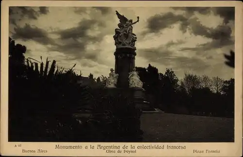 Ak Buenos Aires Argentinien, Monumento a la Argentina de la colectividad francesa