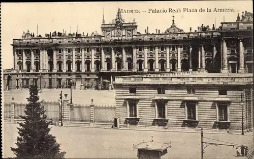 Ak Madrid Spanien, Palacio Real, Plaza de la Armeria