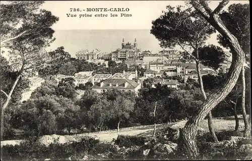 Ak Monte Carlo Monaco, Vue prise entre les Pins