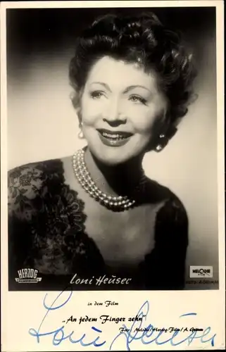 Ak Schauspielerin Loni Heuser, Portrait, Autogramm, Film An jedem Finger zehn