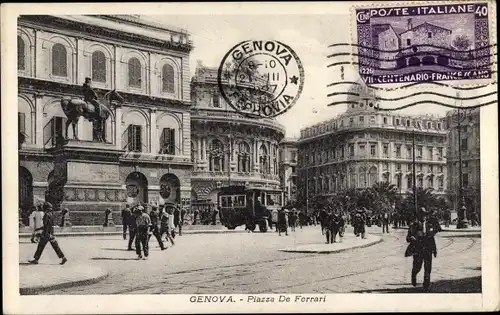 Ak Genova Genua Liguria, Piazza De Ferrari
