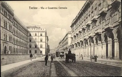 Ak Torino Turin Piemonte, Via e Caserma Cernaia
