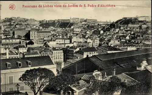 Ak Lisboa Lissabon Portugal, Panorama, visto do Jardim de S. Pedro d'Alcantara