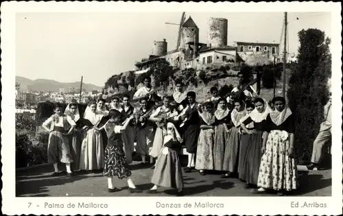 Ak Palma de Mallorca Balearische Inseln, Tanzgruppe in Tracht