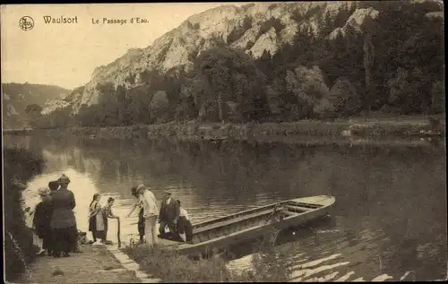 Ak Waulsort Hastière Wallonien Namur, Le Passage d'Eau, Boot