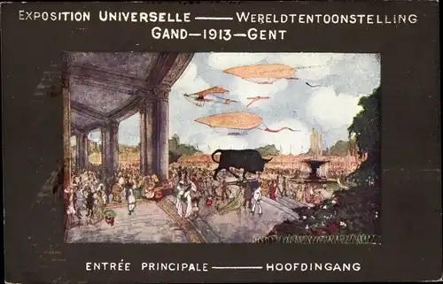 Passepartout Ak Gand Gent Ostflandern, Exposition Universelle 1913, Entree Principale, Hoofdingang