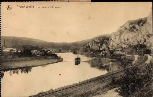 Ak Profondeville Wallonien Namur, Les rochers et le tunnel