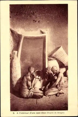 Ak Volkstypen Bongor Tschad, Case Obus, Menschen