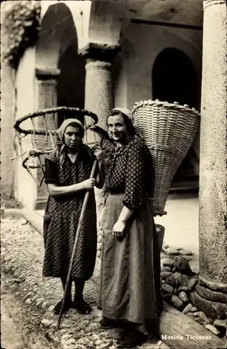 Ak Kanton Tessin, Motive Ticinese, Frauen mit Körben