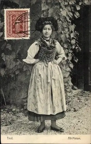 Ak Meran Merano Südtirol, Frau in Tracht, Portrait