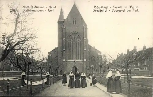 Ak Mont Saint Amand Sint Amandsberg Gent Ostflandern, Beguinage, Facade de l'Eglise
