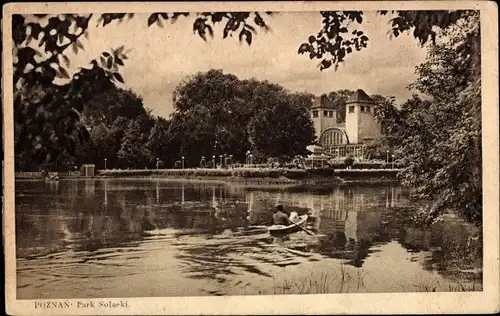 Ak Poznań Posen, Park Solarki, Ruderboot