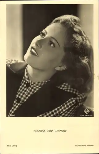Ak Schauspielerin Marina von Ditmar, Portrait, UFA Film