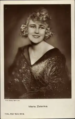 Ak Schauspielerin Maria Zelenka, Portrait