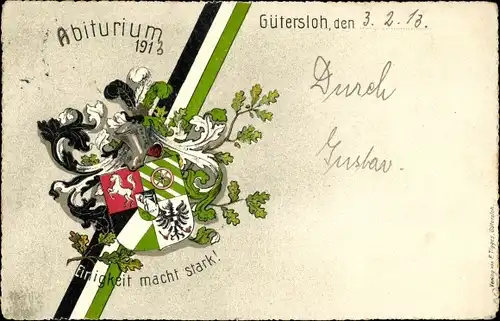 Studentika Ak Gütersloh in Westfalen, Abiturium 1913