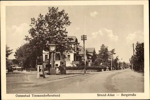 Ak Ostseebad Timmendorfer Strand, Strandallee, Bergstraße, Uhr