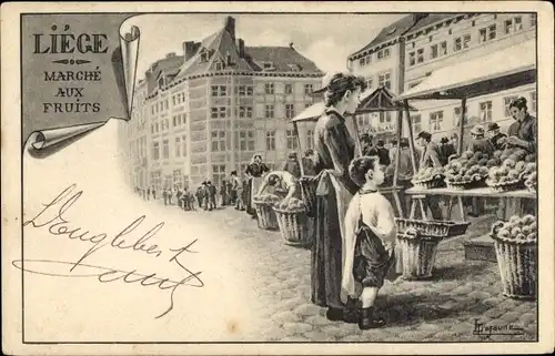 Künstler Ak Liège Lüttich Wallonien, Marché aux Fruits