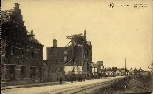 Ak Gheluwe Geluwe Westflandern, Meenenstraat, Rue de Menin