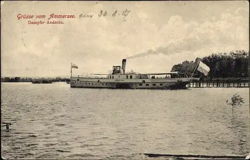 Ak Dampfer Andechs auf dem Ammersee