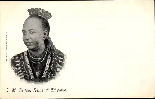 Ak Portrait de S. M. Taitou, Reine d'Ethyopie