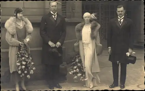 Foto Ak Großherzogspaar von Luxemburg, Besuch Königspaar von Belgien 1930