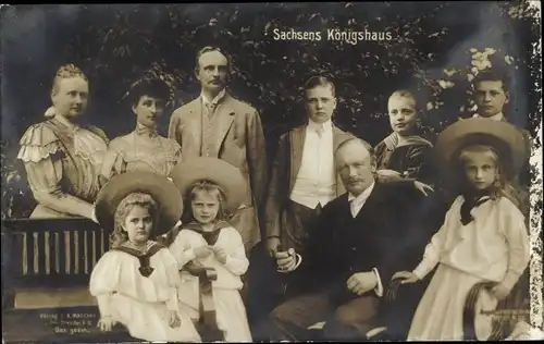 Ak Sachsens Königshaus, König Friedrich August III. von Sachsen, Familienportrait