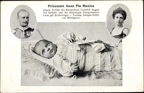 Ak Prinzessin Anna Pia Monica, Kronprinz Friedrich August III. von Sachsen, Kronprinzessin Luise