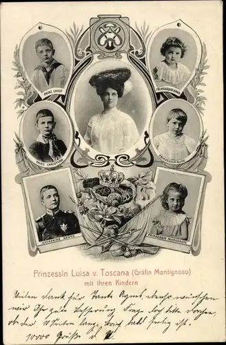 Ak Prinzessin Luise von Österreich Toskana, Gräfin Montignoso, Kinder