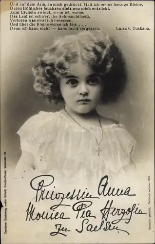 Ak Prinzessin Anna Monica Pia von Sachsen, Portrait