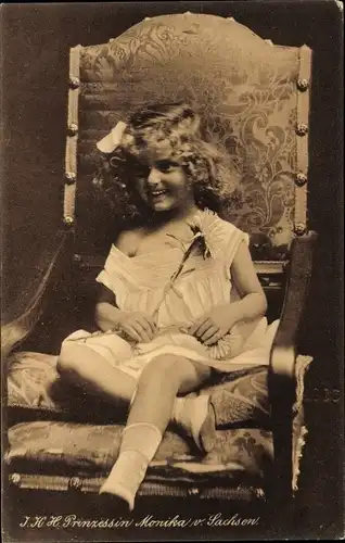 Ak Prinzessin Anna Monika Pia von Sachsen, Kleinkind, Sessel