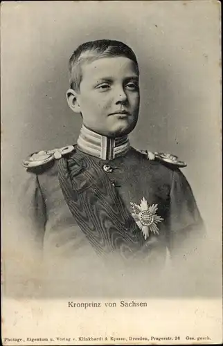 Ak Kronprinz Georg von Sachsen, Portrait in Uniform, Orden