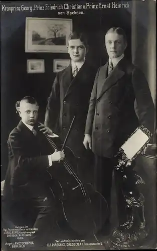 Ak Kronprinz Georg von Sachsen, Prinzen Friedrich Christian, Ernst Heinrich