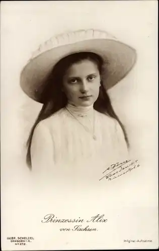 Ak Prinzessin Alix von Sachsen, Portrait